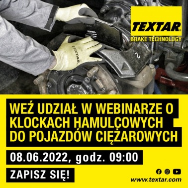 Webinar Textar: dobór materiałów ciernych do pojazdów ciężarowych